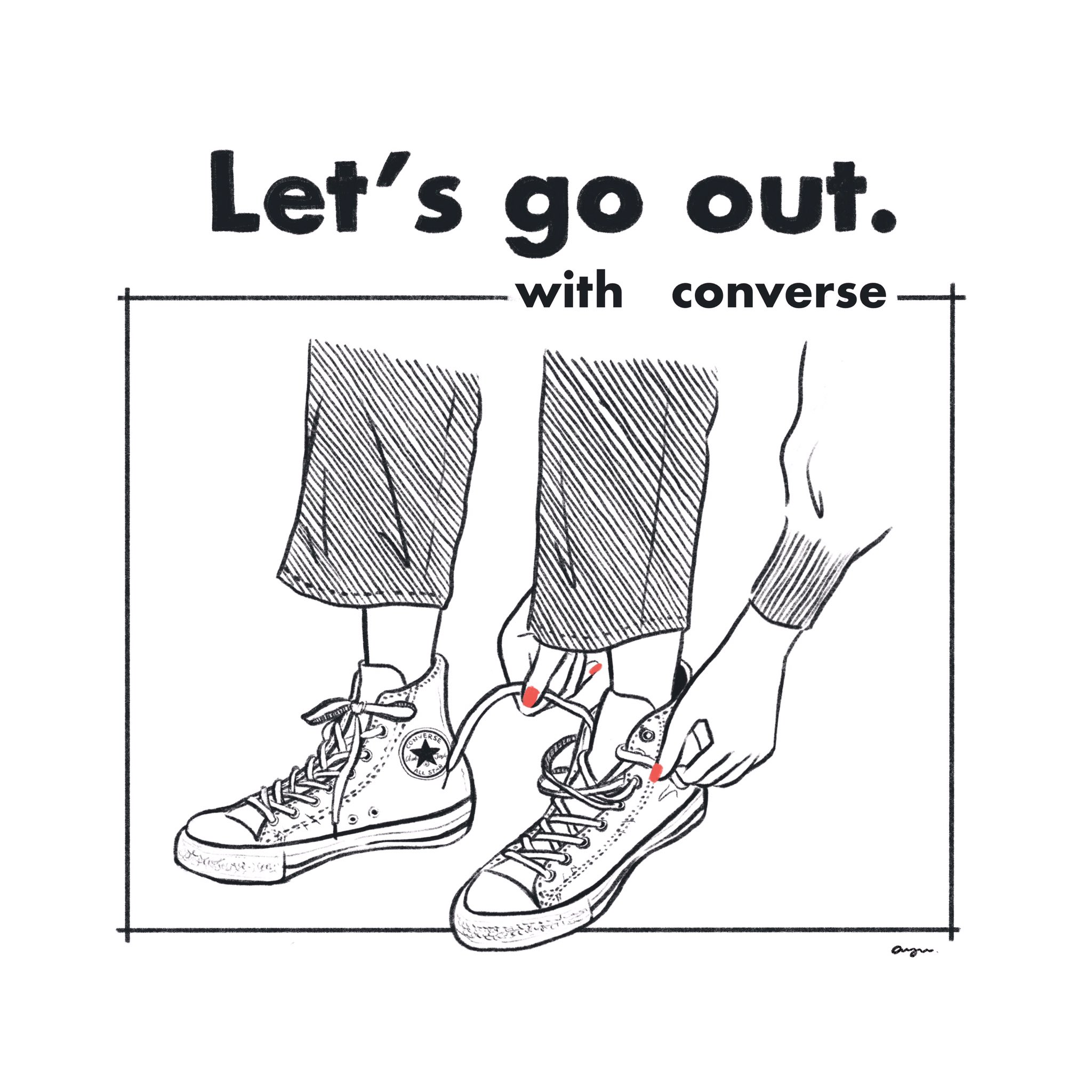 Akira Ayumi イラストレーター Converse Baila 年3月号より 暖かくなってきたし スニーカーはいてお出かけしたいな って思ったのに また寒い とゆうか風邪疑惑 寒気がする Converse イラスト ファッションイラスト おしゃれ