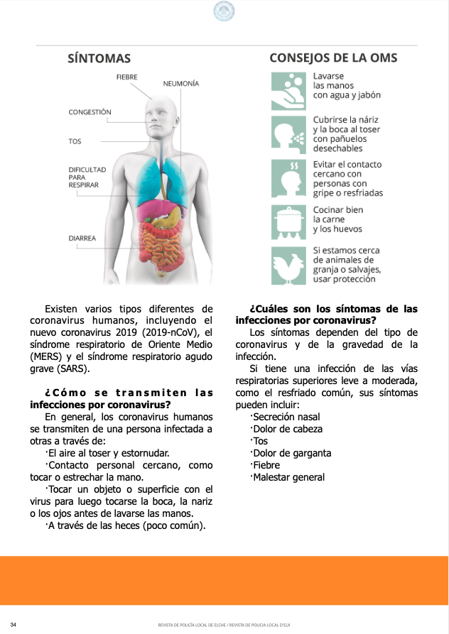 policiaelche's tweet photo. El artículo de @Prote_Elche de este mes trata sobre el #coronavirus y la importancia de seguir #fuentes oficiales para estar correctamente informado.
Puedes leerlo entero en la revista de este mes: https://t.co/27zXzevKr7
#RevistaPLE https://t.co/VAtxXeZqIR