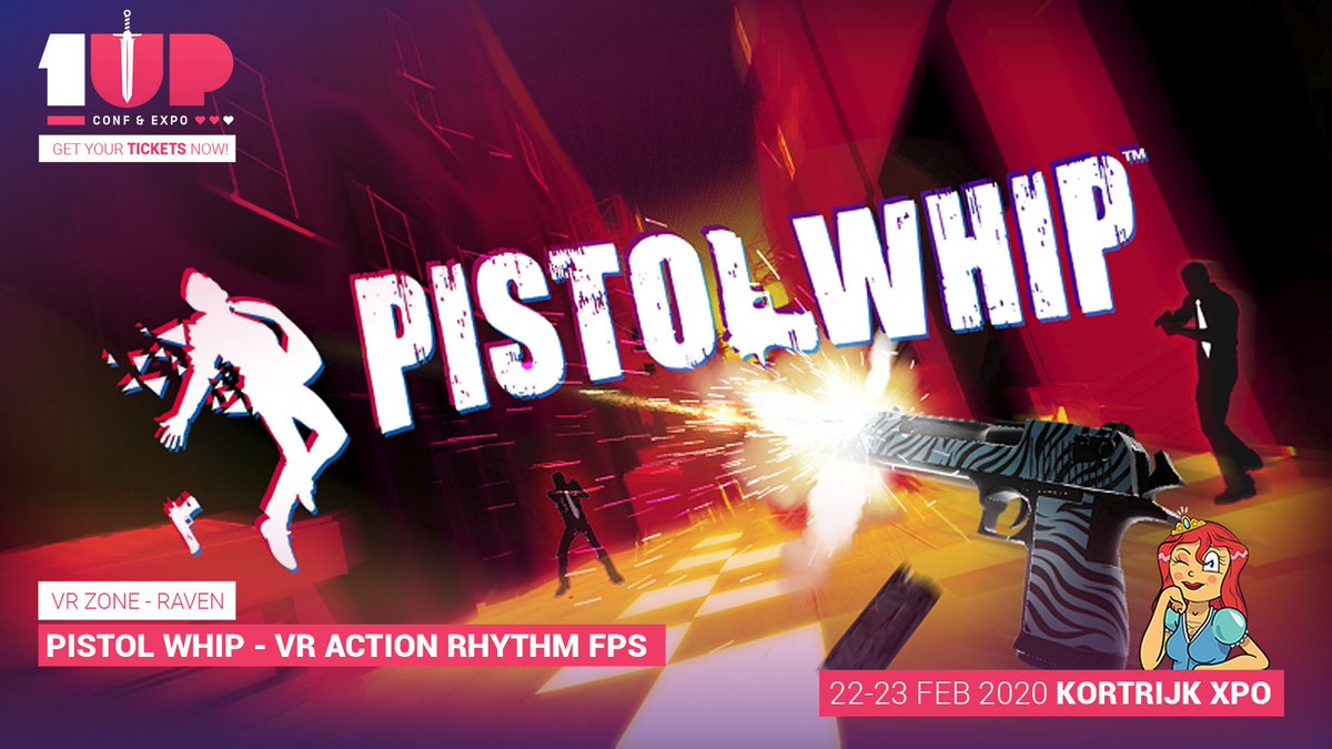 #PistolWhip is the latest #VR craze. 
Dodge &amp; shoot your way through a bullet hell powered by a breakneck soundtrack to become the ultimate action hero legend.

Playable in the <a href="/ravenzaventem/">RAVEN Zaventem</a> booth at #1UP2020!

🎟 Tickets: 1UP-Conference.com