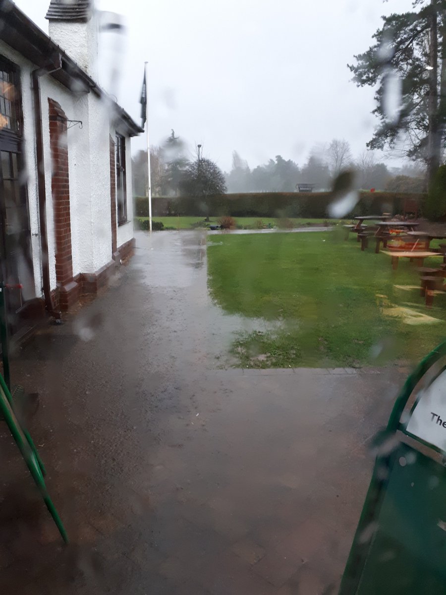 ProWoodcote's tweet photo. Well.... Course Closed today. #StormDennis #Flood Pretty grim out there. https://t.co/7Pn3Ee5fBv