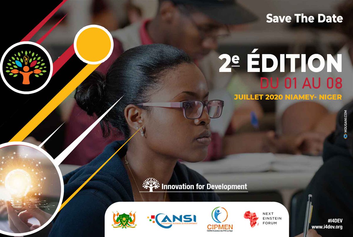 i4dev2020's tweet image. #SaveTheDates
#I4Dev 2e édition à Niamey, Niger
Du 1er au 8 Juillet 2020, réservez vite ces dates.

@AnsiNiger @Cipmen @NextEinsteinFor @Sahelinnov 

#NigerRising
#Innovation4Dev
#Digital4Dev
#Niger
#SmartVillage
#AfricaScienceWeek