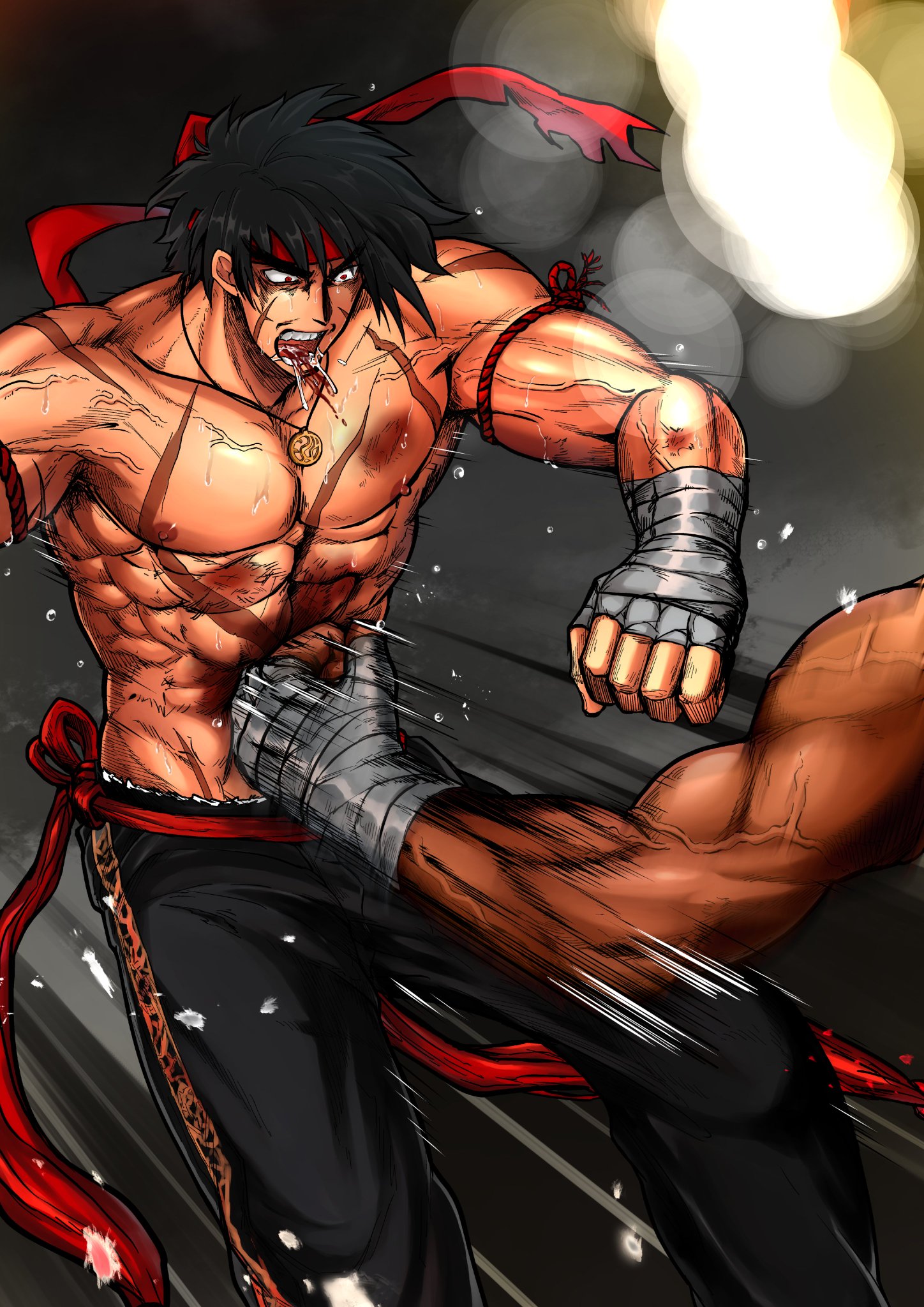 ふろおけ 低浮上 お題消化になります ひたすら腹責めさせられてるかちょっと微妙ですが 男格闘家が腹パンされてる絵です 後ろに壁か何か描けば良かったかもしれない