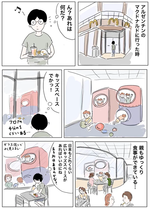 今日のマンガ

これはいいなと思いました。

子供たちはのびのびと遊ぶ。ガラス越しの閉じた空間なので親御さんも目がいき届いて安心して食事ができていましたね。

#コルクラボマンガ専科 #1Pマンガ 