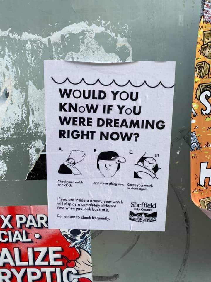 Pomshkas's tweet photo. Did any information ever get found out about this? #ARG #alternativerealitygame #wouldyouknowifyouweredreamingrightnow #unfiction #sheffield https://t.co/Eafa8IO99Y