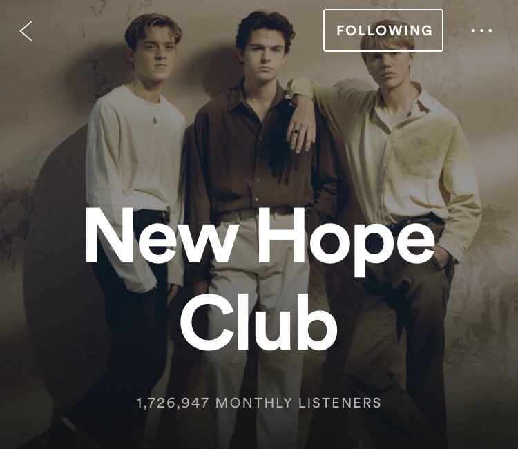 NewHopeTrees_'s tweet photo. 1,726,947 monthly listeners. On Spotify alone. They’ve come so far, and have so much further to go! Here’s to @NewHopeClub!! 💖 https://t.co/w4aRFLRUHV