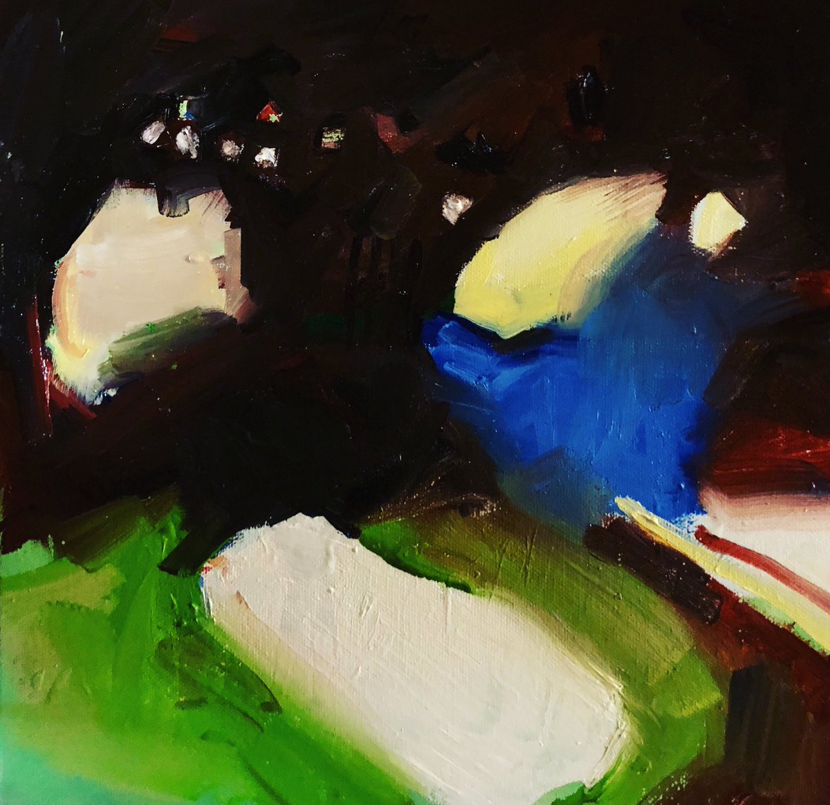 soberdadmn's tweet photo. I’ve said it before but being sober has developed my ability to not give a shit what people think of my art. I’ve been painting constantly recently. I call this one “dinner party”

#soberrocks https://t.co/8jqyQitLVp