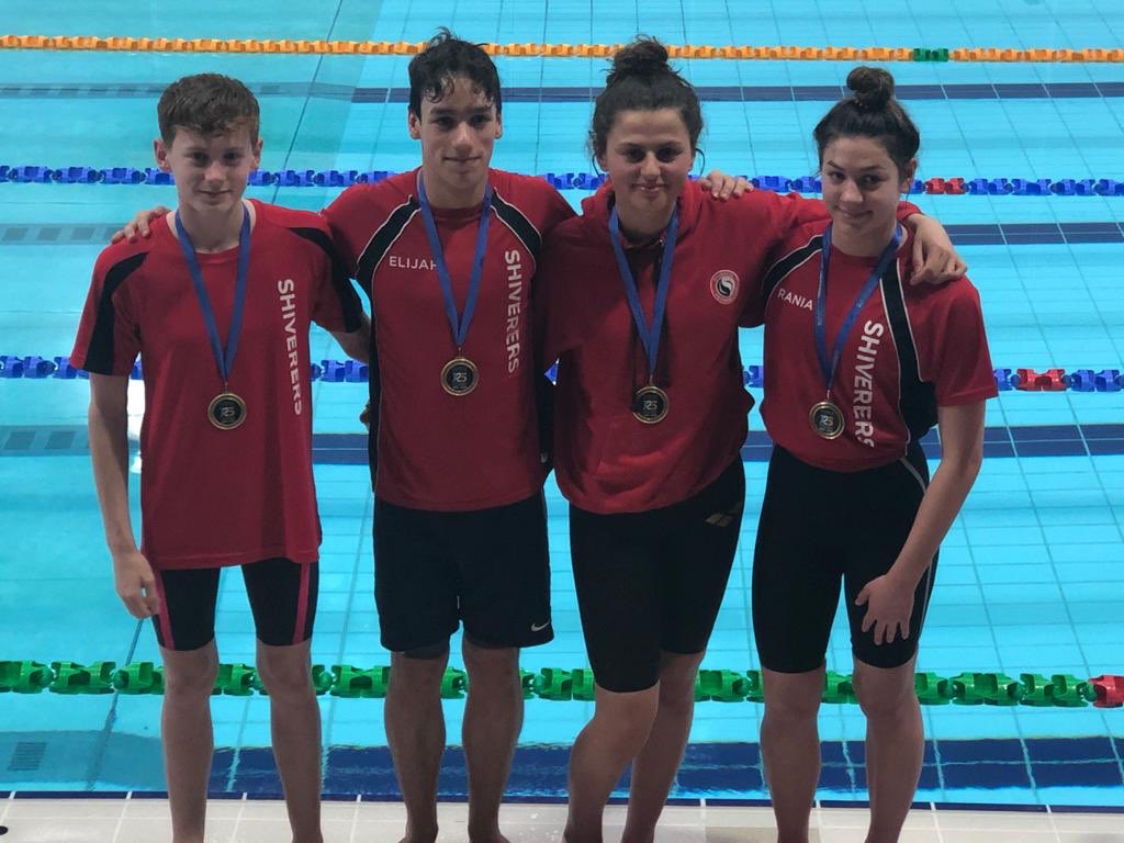 BRONZE in the inaugural mixed open relay for #teamshiverers in the <a href="/sussexasa/">Sussex County ASA</a> 125th anniversary year’s special race... ❤️🖤 #proud