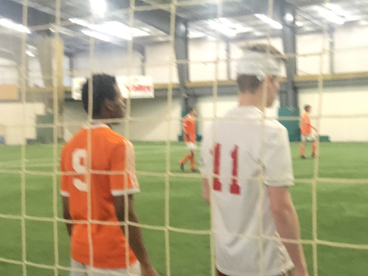 Clash of heads, lots of blood, both treated and assessed for concussion, bandaged up, fist bumped each other then came back on. <a href="/Soccer_CB/">Soccer Cape Breton</a> <a href="/VDSAofficial/">VDSA</a>