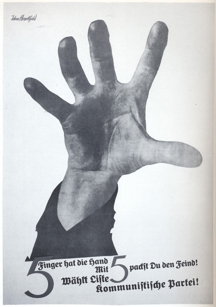 The Art of Album Covers.“5 Fingers Has the Hand! With 5 You Seize The Enemy!"A John Heartfield image from 1928. A call to vote for the KPD and the five political candidates that were the greatest threat to Hitler..Used by System of a Down on their debut album, released 1998.