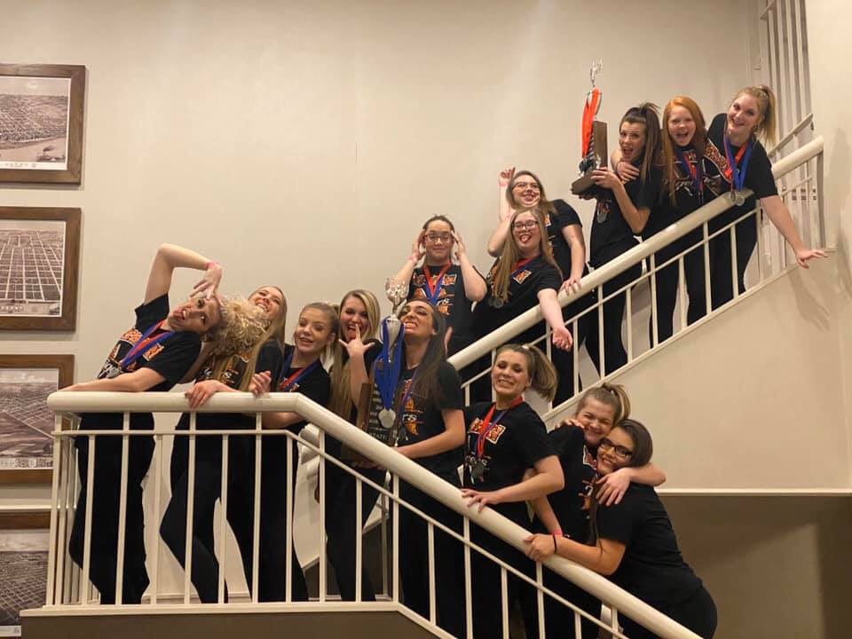 hhsflagteam's tweet photo. We are so proud of this team today!  They performed two amazing routines and won first place in Lyrical Flag and second place in Tall Flag!  Tiffany Young did a great job performing her solo and placed in the top ten! Congratulations to every one of them! #TigerPride https://t.co/widK3kzYhF