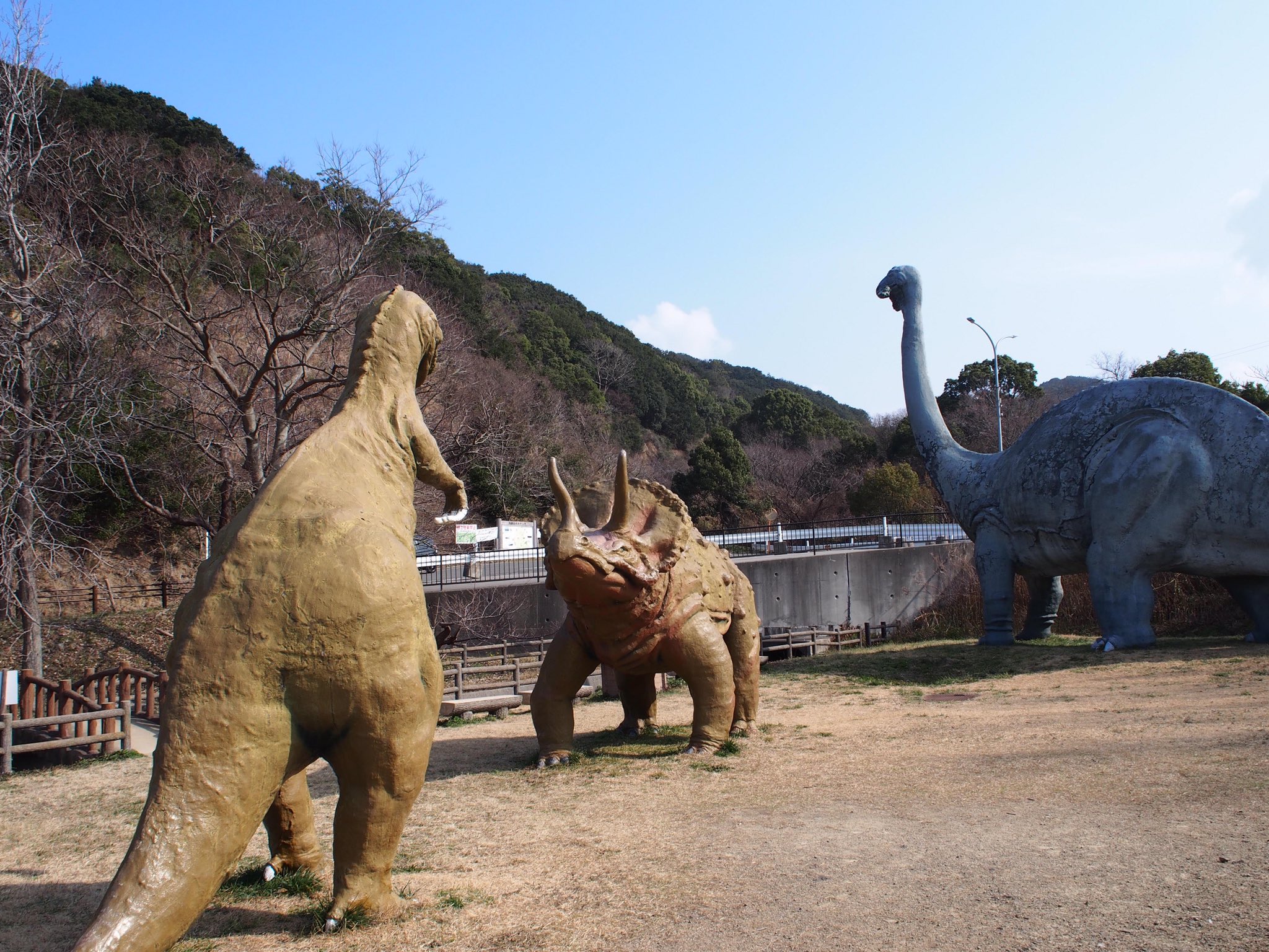 全日本旅オブザイヤー委員会 森林公園 和歌山県和歌山市 森林公園と名がつくと恐竜 の像が建てられるものなのでしょうか パンダにコアラ 恐竜だけでなく味わい深い哺乳類像が鎮座します 特に何もないお散歩スポットですが パンダの顔がじわじわ来るので