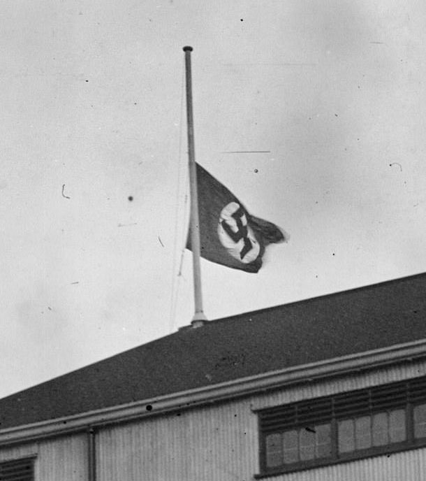 There wasn’t any major trouble, but police did seize some anti-Nazi literature and some placards with ‘stop the Nazi match’ written on them.The Swastika flew at half mast over Tottenham’s White Hart Lane. Someone cut the rope and it fell, but its position was soon restored.