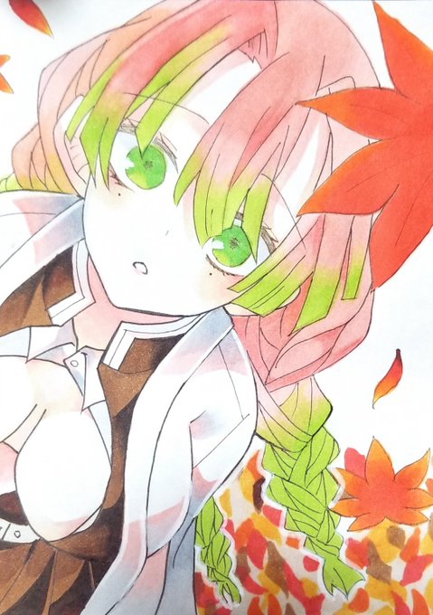 カーラさんがTwitterに投稿した甘露寺蜜璃(鬼滅の刃)のイラスト。