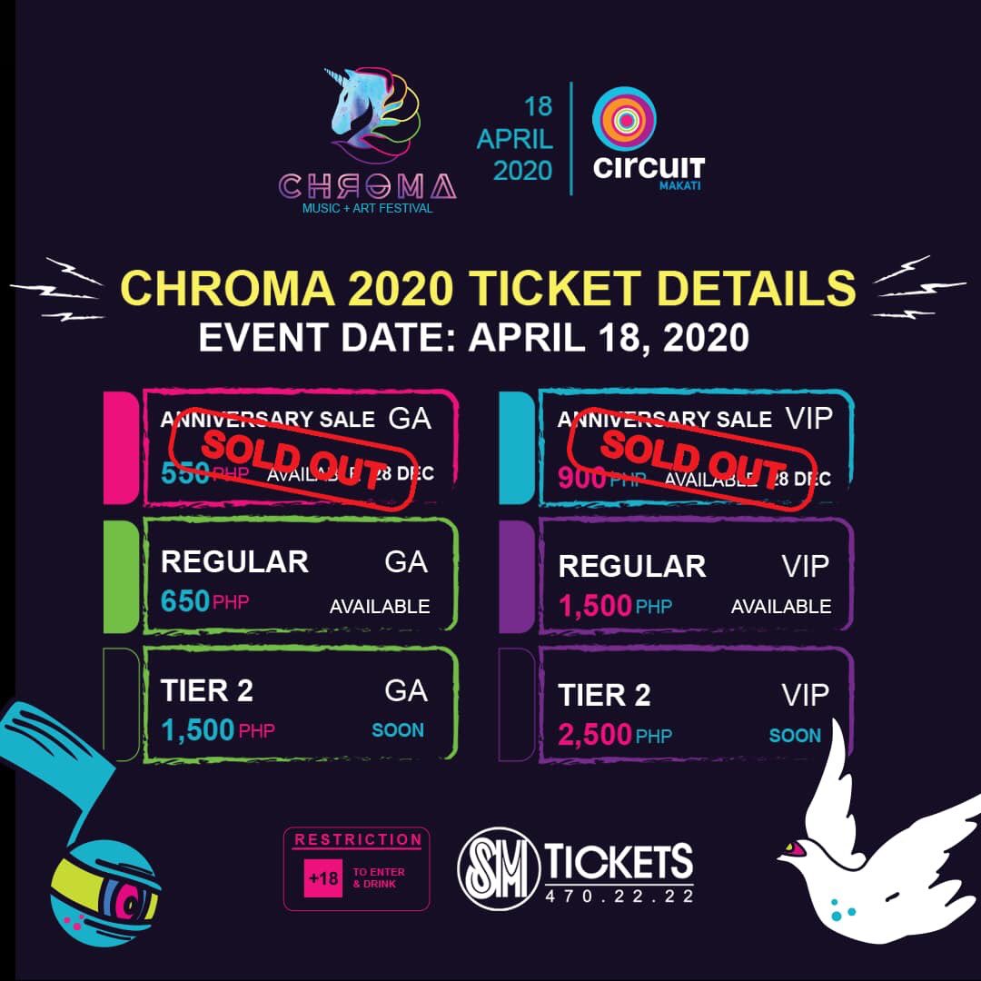 We warned you 

Anniversary Sale tickets are now SOLD OUT‼️Regular tickets are available.

GA - 650php 

1 color powder

VIP - 1500php 

2 color powder, 1 Shirt &amp; 1 Drink Stub

Buy your tickets now 💥 smtickets.com/events/view/88…