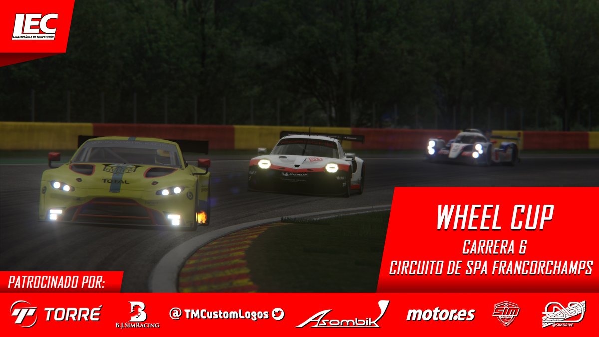 🔴#assettocorsa PC

🏆#WheelCUP - Fase WEC

🏁Carrera 6 - 3h en Circuito de SPA Francorchamps

⏰20:05h en directo

🎙️Comentaristas: <a href="/fmerinogalaxy/">Fran Merino - Galaxy</a> y @vittorio_post 

📺Retransmisión oficial:
youtu.be/7V8hyrfbc0s

❤️#LEC #lecesports #simracing #esports