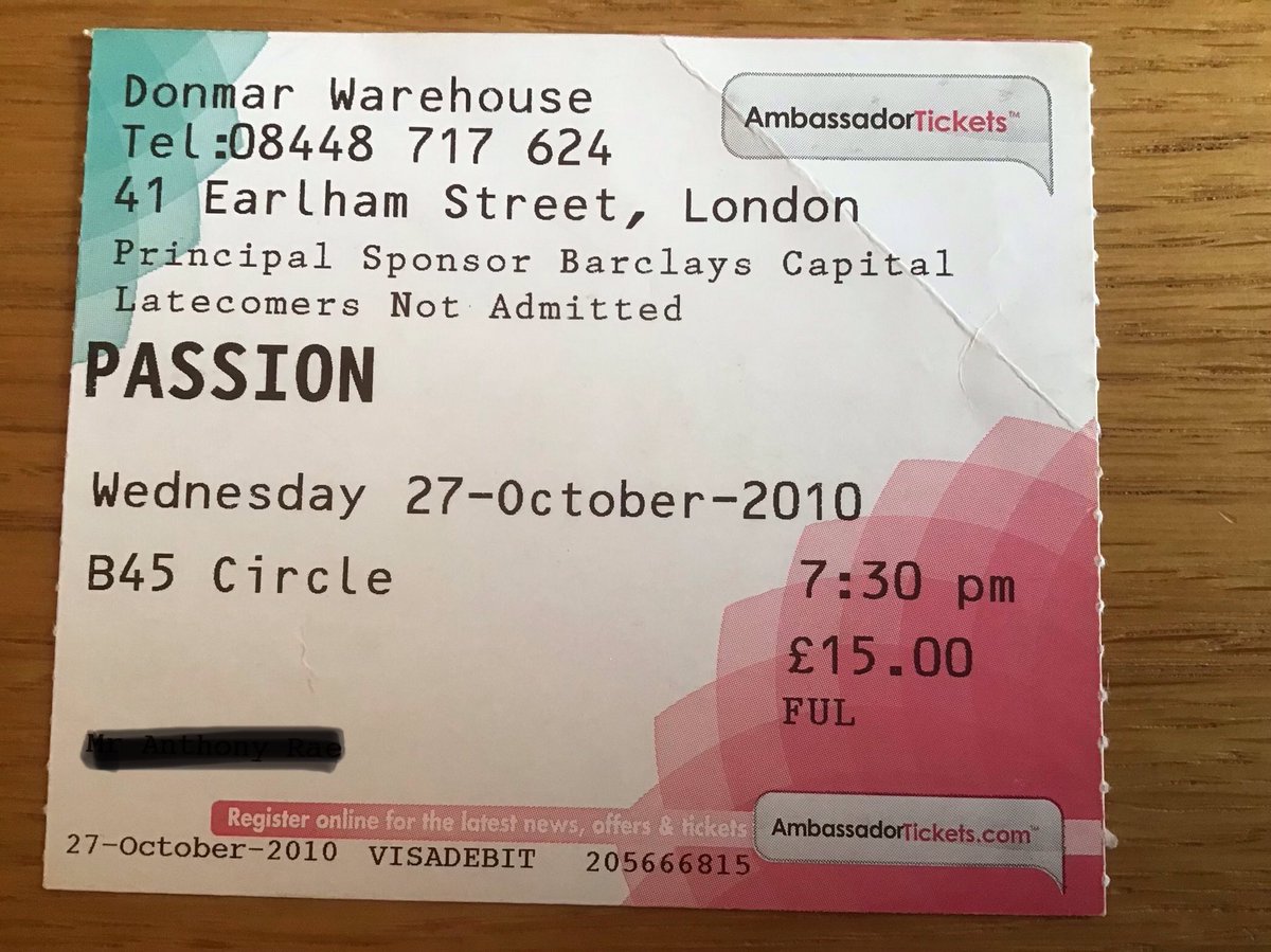 TheatreFlashba1's tweet photo. Looking back at old theatre programmes: Passion. Oct 2010 @DonmarWarehouse Stunning production @LloydJamie with @Elena_Roger @YoungThacko #ScarlettStrallen @HaydnOakley @SimonBailey1210 #DavidBirrell #allancorduner #RossDawes @IwyLewis #TimMorgan https://t.co/eE7icIbVVs