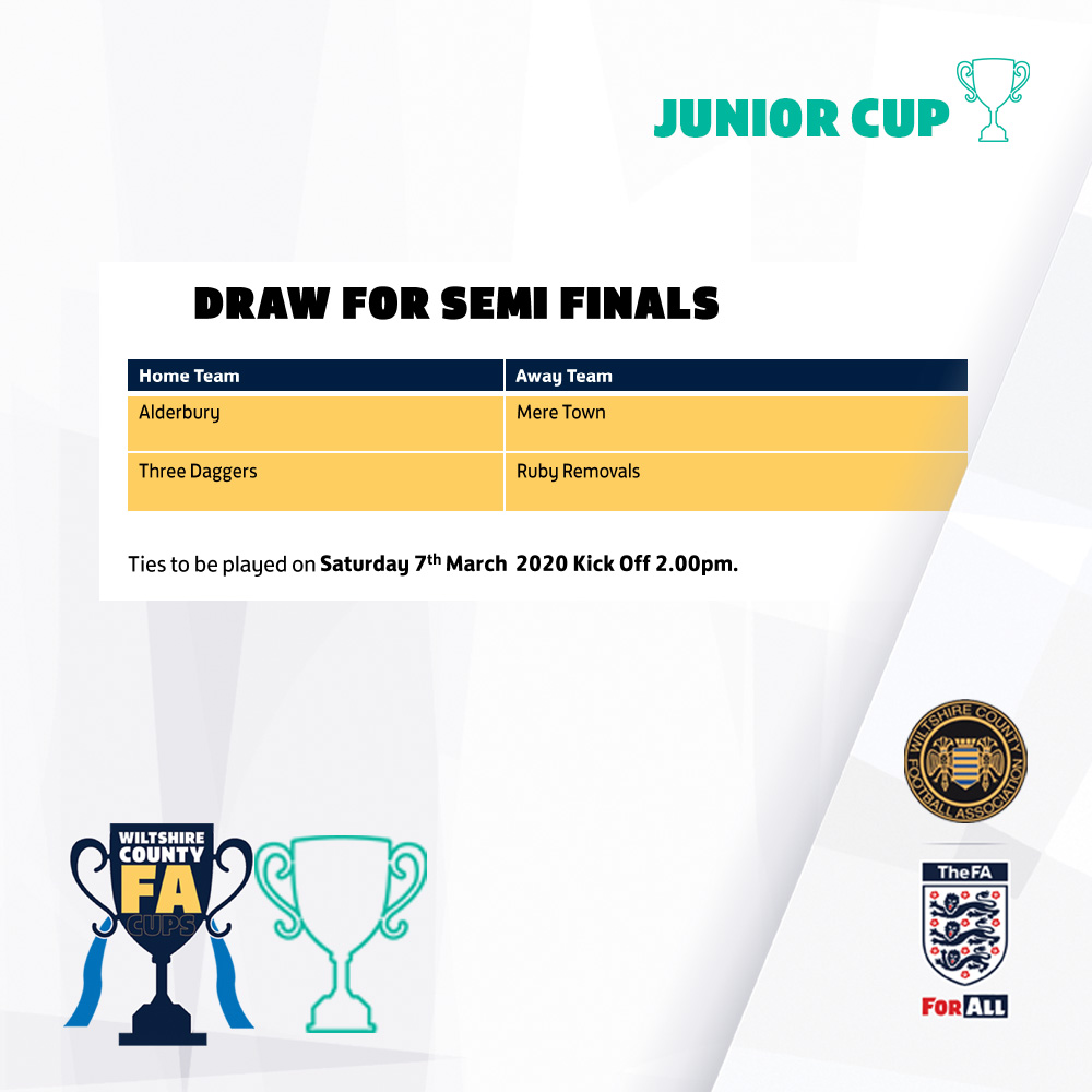 WiltsCountyFA's tweet image. 📣 Here is the draw for the semi-final of the #JuniorCup.🏆

Good Luck to @AlderburyFC_Sat @MereTownFC1 @fc_daggers and @RemovalsRuby⚽️

#WiltshireCountyFACups

wiltshirefa.com/cups-and-compe…