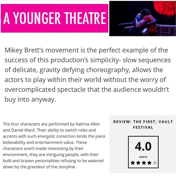 Just some snippets of some of the wonderful reviews #TheFirstPlay has received over the past week 🚀 

Thank you so much to everyone who has made it down so far! Lots of tickets left for both shows today, so come &amp; watch some fab theatre! 

vaultfestival.com/whats-on/the-f… @VAULTFestival