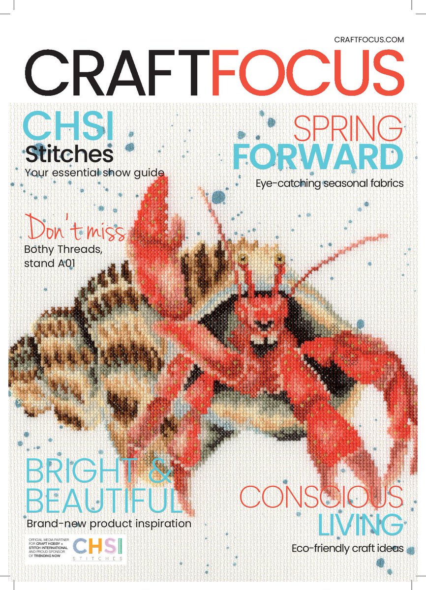 CraftFocus's tweet photo. Want your product to star on our cover? Our latest issue features this gorgeous design by #BothyThreads. Find out how to get your product seen by visiting the Craft Focus team on G17. #chsistitches #stitches2020 https://t.co/AYsk3Tu3jM