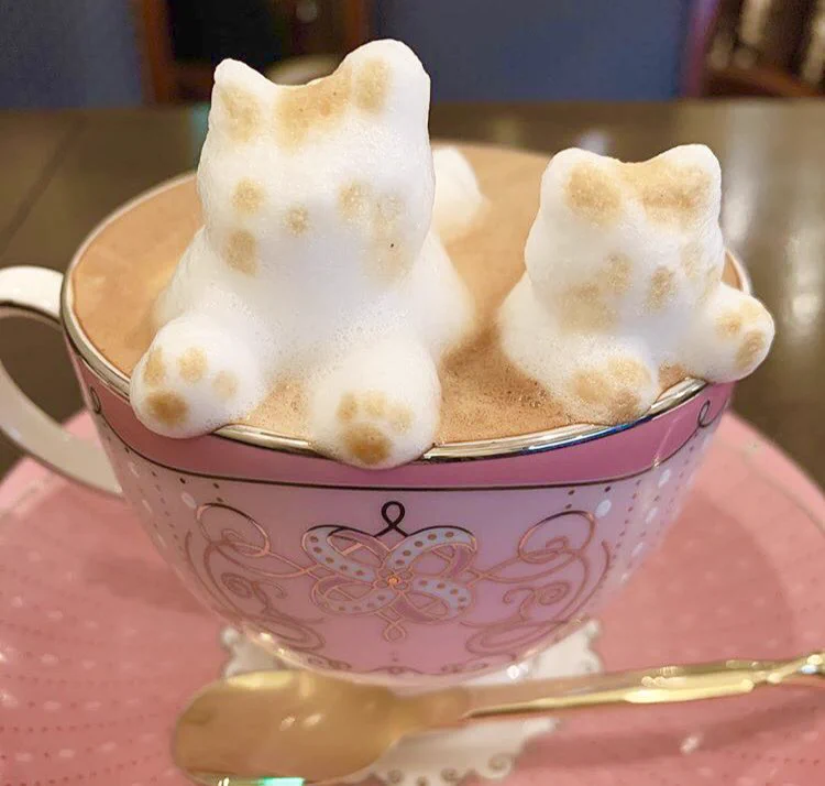 猫好きさん必見！とてもかわいい３Dラテアート。
