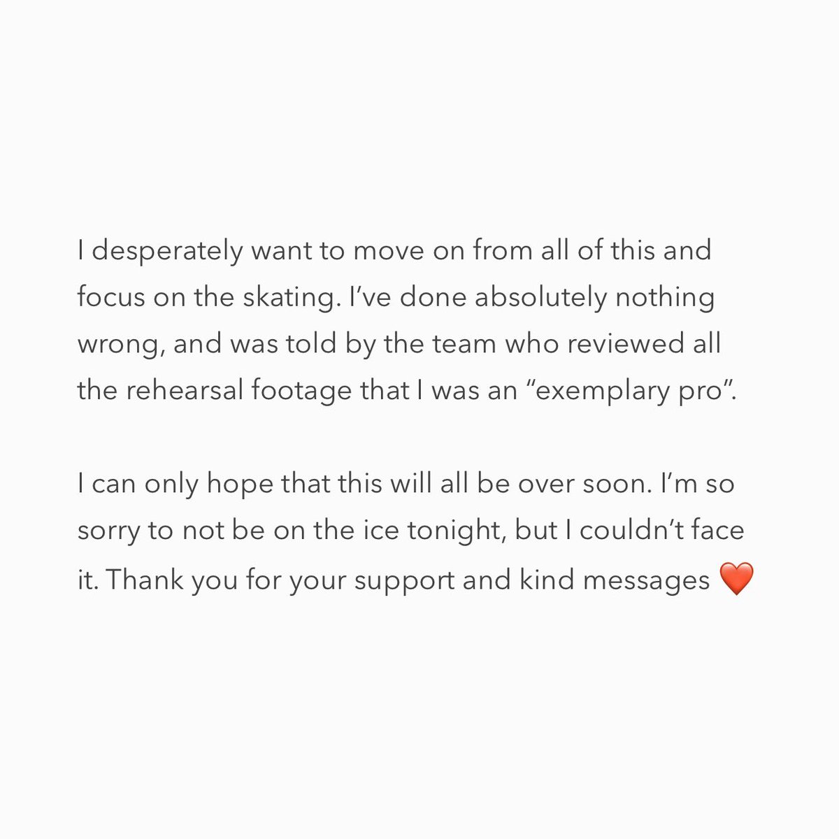 I’m sad to say that I’ve pulled out of appearing on <a href="/dancingonice/">Dancing on Ice</a> tonight.

#DancingOnIce ❤️