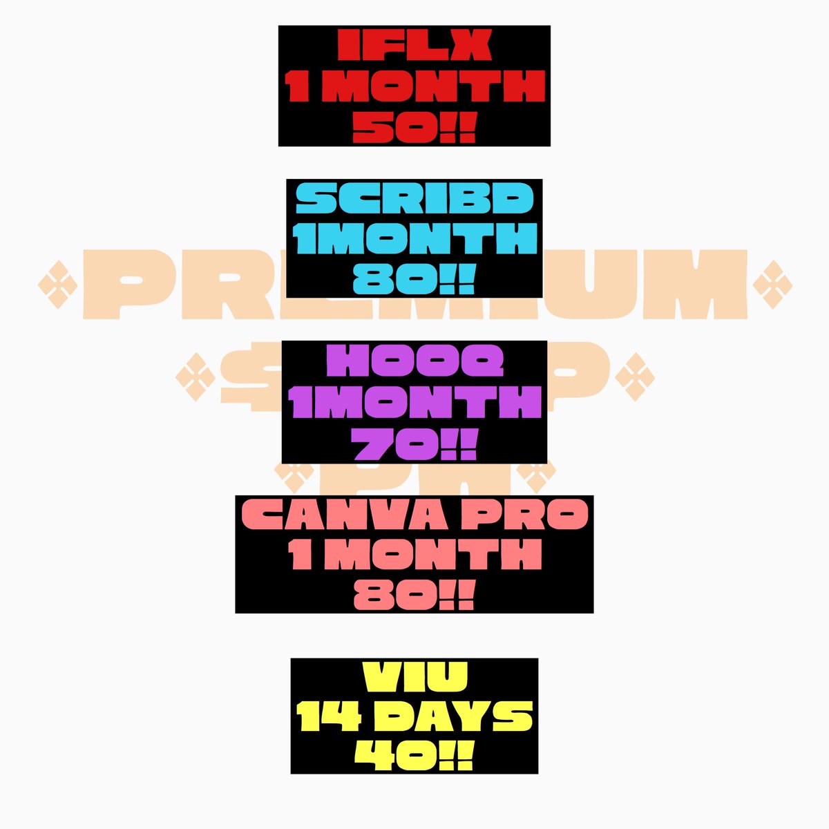 _PremiumShopPH's tweet photo. PREMIUM SHOP PH!!!
Legit seller
Full Warranty for every Purchase :)
#SpotifyPremium #Premiums #Iflix #Hooq #YoutubePremium https://t.co/kOiBWNjvA6