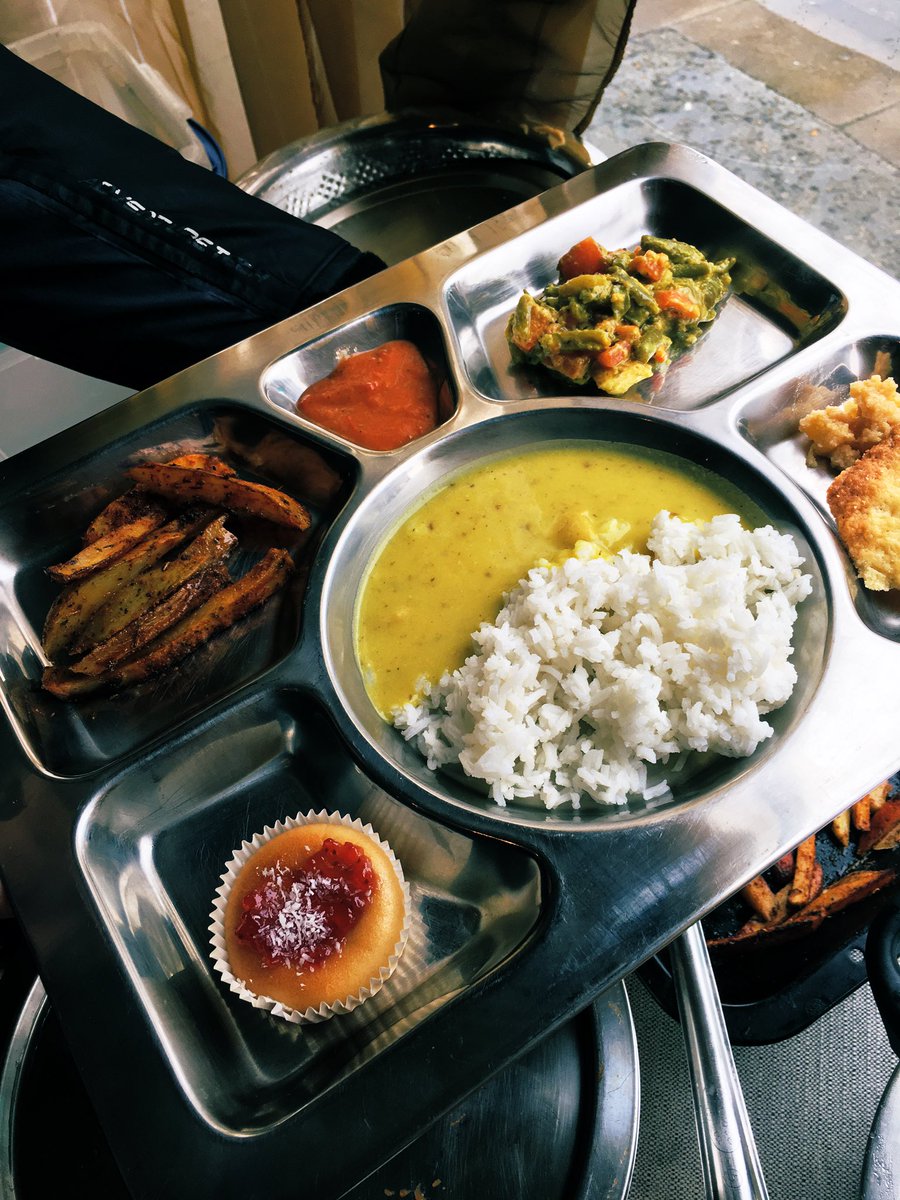 Today’s menu at the Sunday’s Free Lunch offered by Hare Krishna Canterbury #101social #krishnaprasadam