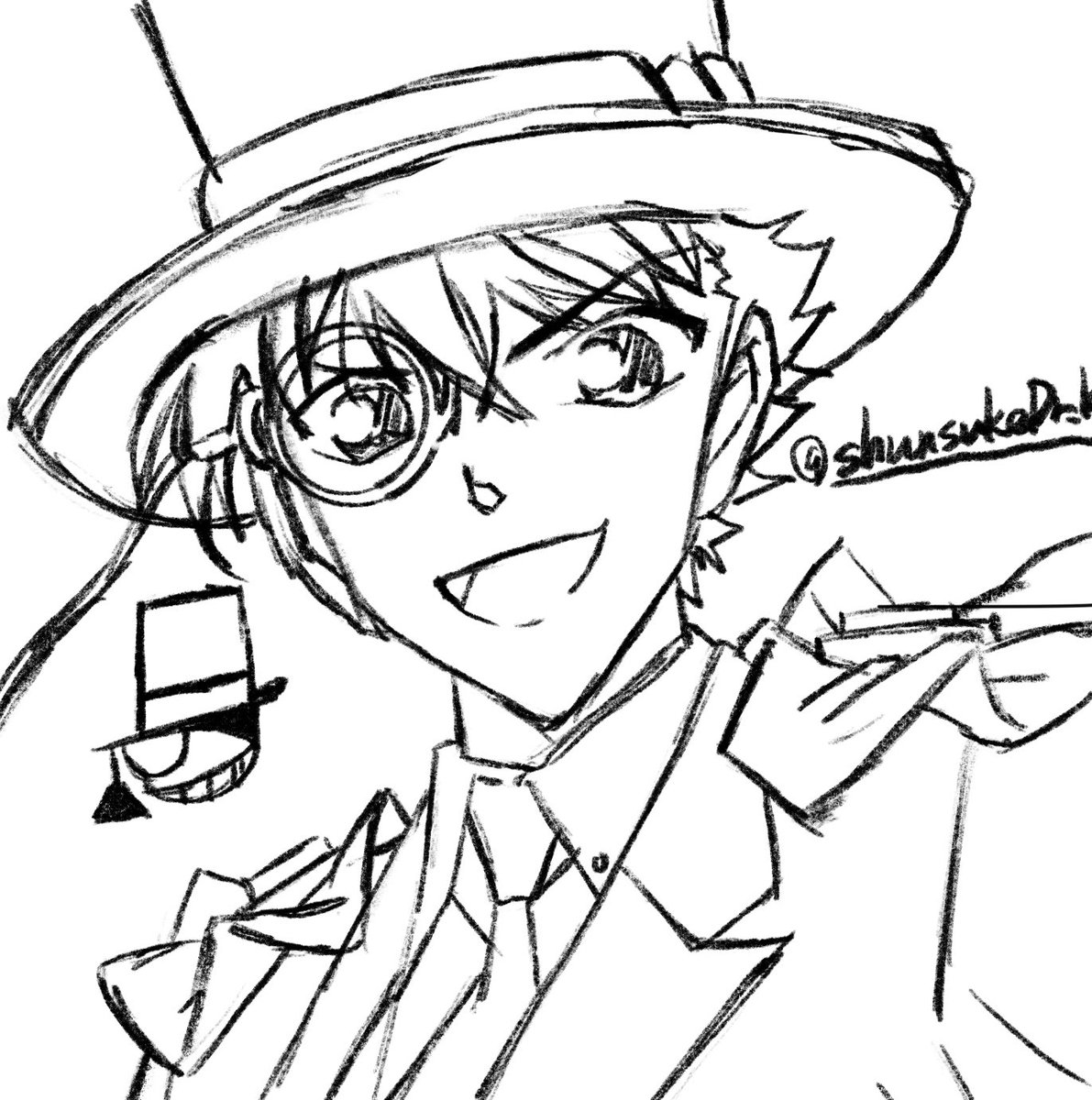 しゅんすけ 絵描き介護士 怪盗キッド 怪盗キッド 名探偵コナン 黒羽快斗 イラスト 落書き アニメ