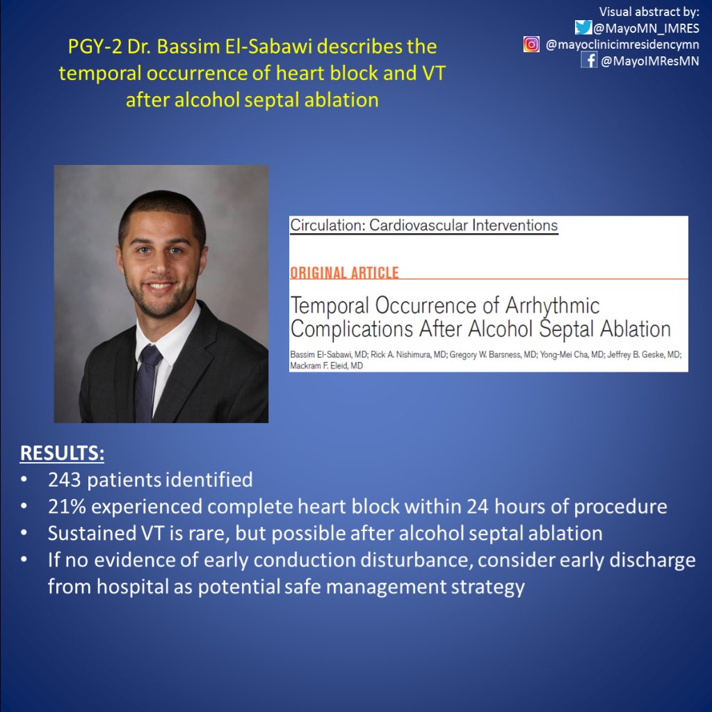 #ScholarlySunday Congratulations to PGY-2 Dr. Bassim El-Sabawi (@KeckMedUSC graduate) on his publication in Circulation: Cardiovascular Intervention on arrhythmia after alcohol septal ablation! bit.ly/2UsSXnu @AmyOxentenkoMD @BassimElSabawi @MayoClinicCV