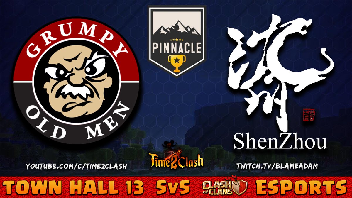AdamCasts's tweet image. Town Hall 13 Esports!
Pinnacle Cup, Grumpy Old Men vs ShenZhou in the knock out stages.  5v5, 1 Attack each, 1 hour war.  We're grumpy, but we get it done!

Twitch: twitch.tv/blameadam
YouTube: youtube.com/c/time2clash/l…