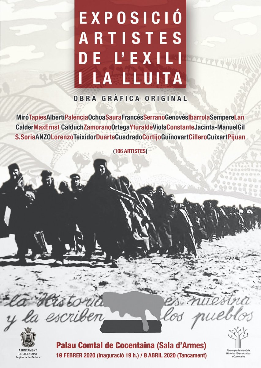 📢 L'Ajuntament de #Cocentaina informa que aquest dimecres 19 de febrer tindrà lloc la inauguració d'aquesta exposició a la Sala d'Armes del Palau Comtal