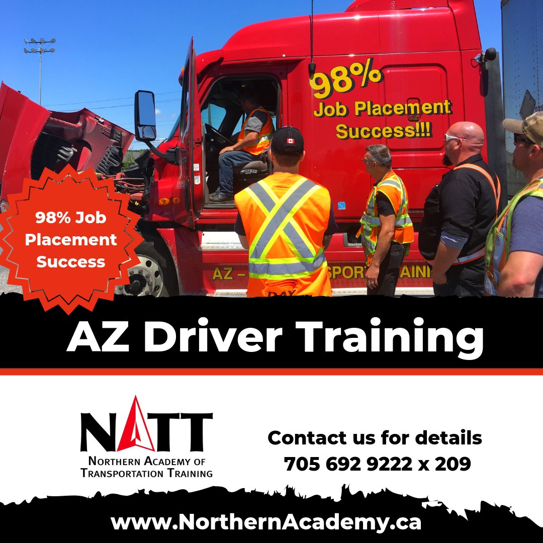 natt_transport's tweet photo. Companies are calling daily to hire our next graduates! Let us help you switch careers or just get started with a new direction in life! Entry level AZ drivers are making 52k /yr. Give us call we can make it happen! 705.692.9222 ext 209. #AZDriver https://t.co/kgBX9AEj5X