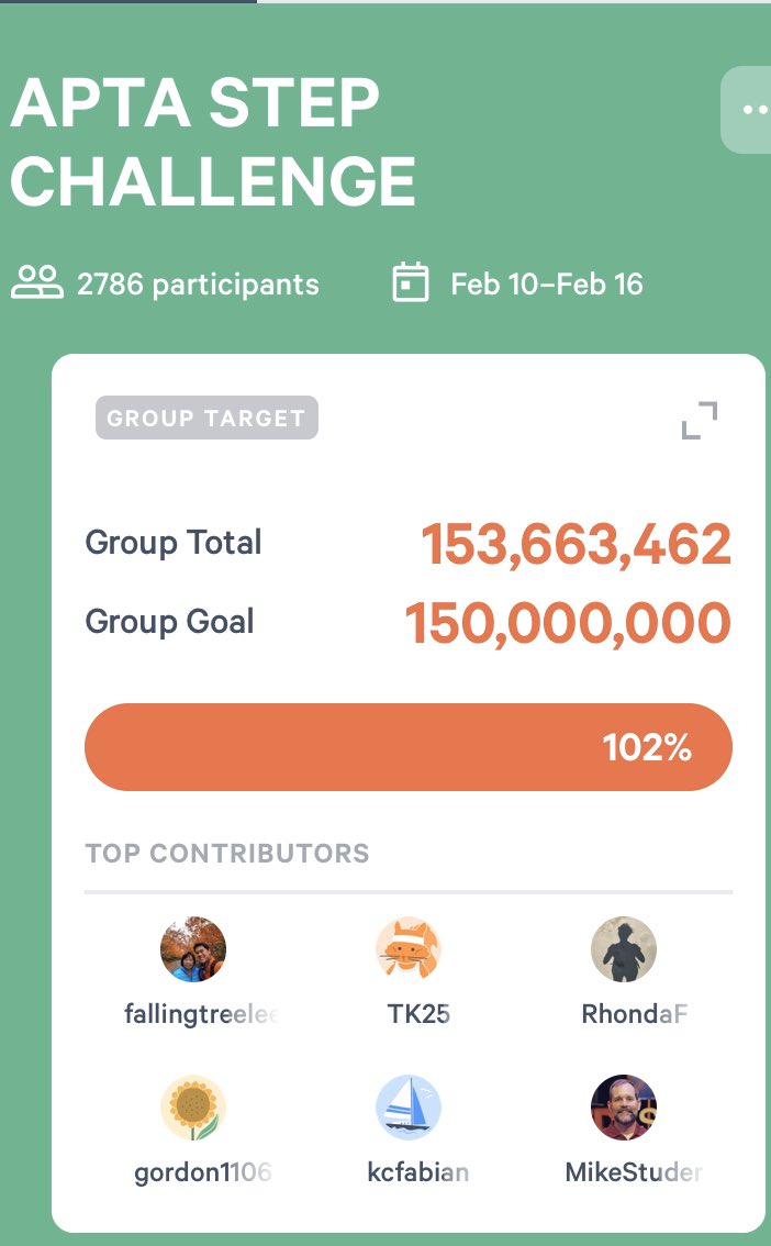 American Physical Therapy Association (APTA) (@apta_official) on Twitter photo Way to move! We hit our goal of 150 million steps at #APTACSM and will be donating $10K to <a href="/lubirds_light/">LuBird's Light</a> to construct a wheelchair swing in a Denver area park! Way to move! We hit our goal of 150 million steps at #APTACSM and will be donating $10K to <a href="/lubirds_light/">LuBird's Light</a> to construct a wheelchair swing in a Denver area park!