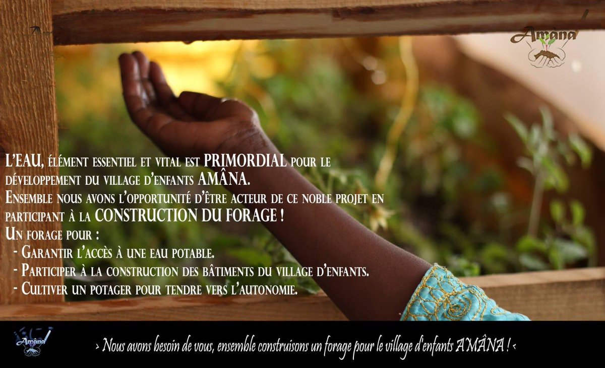 Un forage pour :

➡️Garantir l'accès à une eau potable.

➡️Participer à la construction des bâtiments du village d'enfants.

➡️Cultiver un potager pour tendre vers l'autonomie.

Soutenez notre projet ⤵️ 

helloasso.com/associations/a…