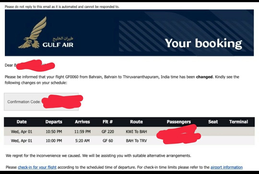 milans46's tweet photo. This is how Gulf Air Creates itenary , Connection flight will depart earlier than the first flight
#airlinegeeks @GulfAir @travel @funnyordie @jokes_funnynews https://t.co/f9sa8CUXu3