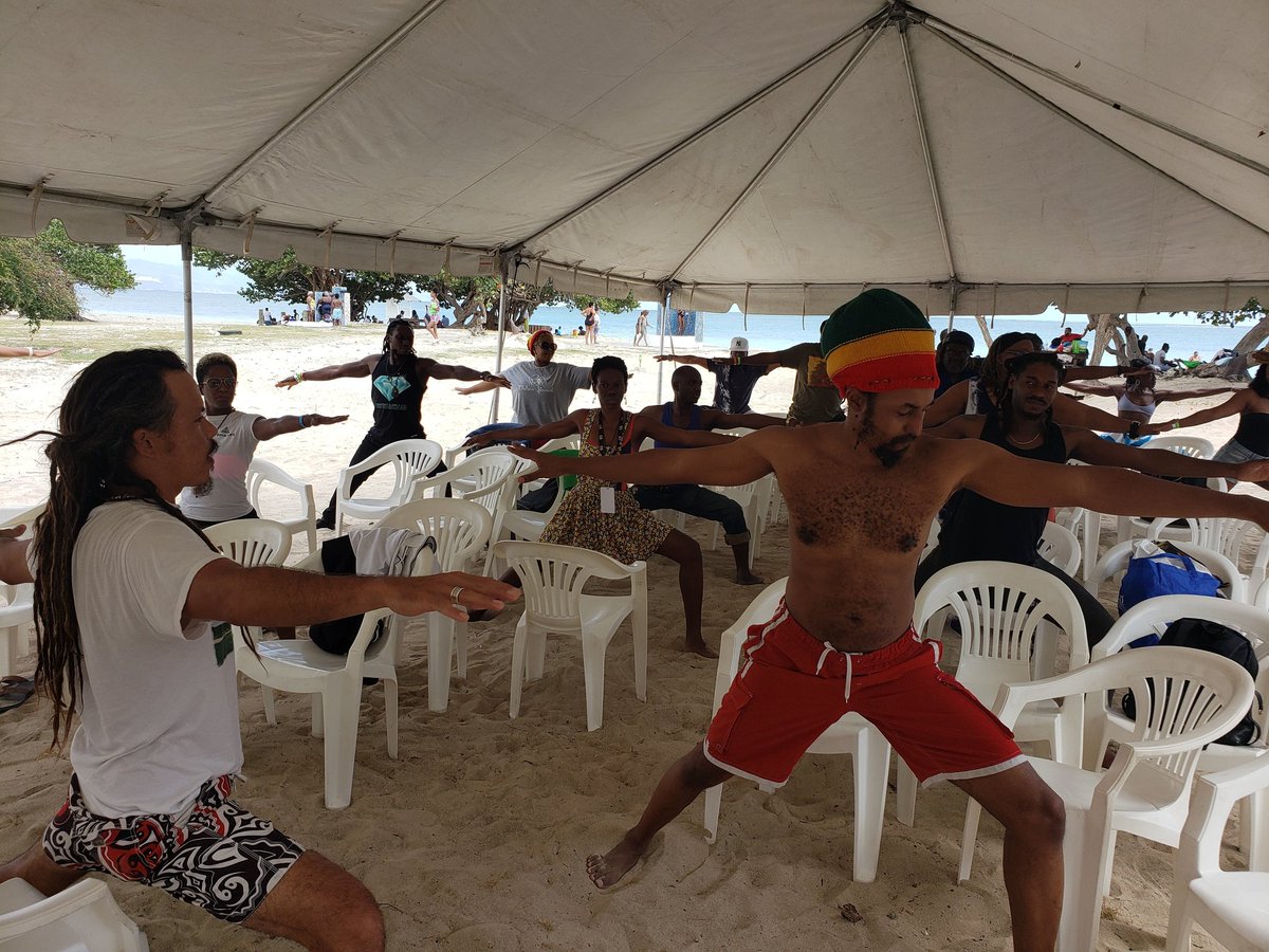 TheJMCEffect's tweet photo. We are at #FortClarence today for the #Day4 of the 7th Annual #jamusicconference! We doing some yoga to stretch the bodies after a great night at #skylinelevels! #thejmceffect https://t.co/TB1zI29F7J