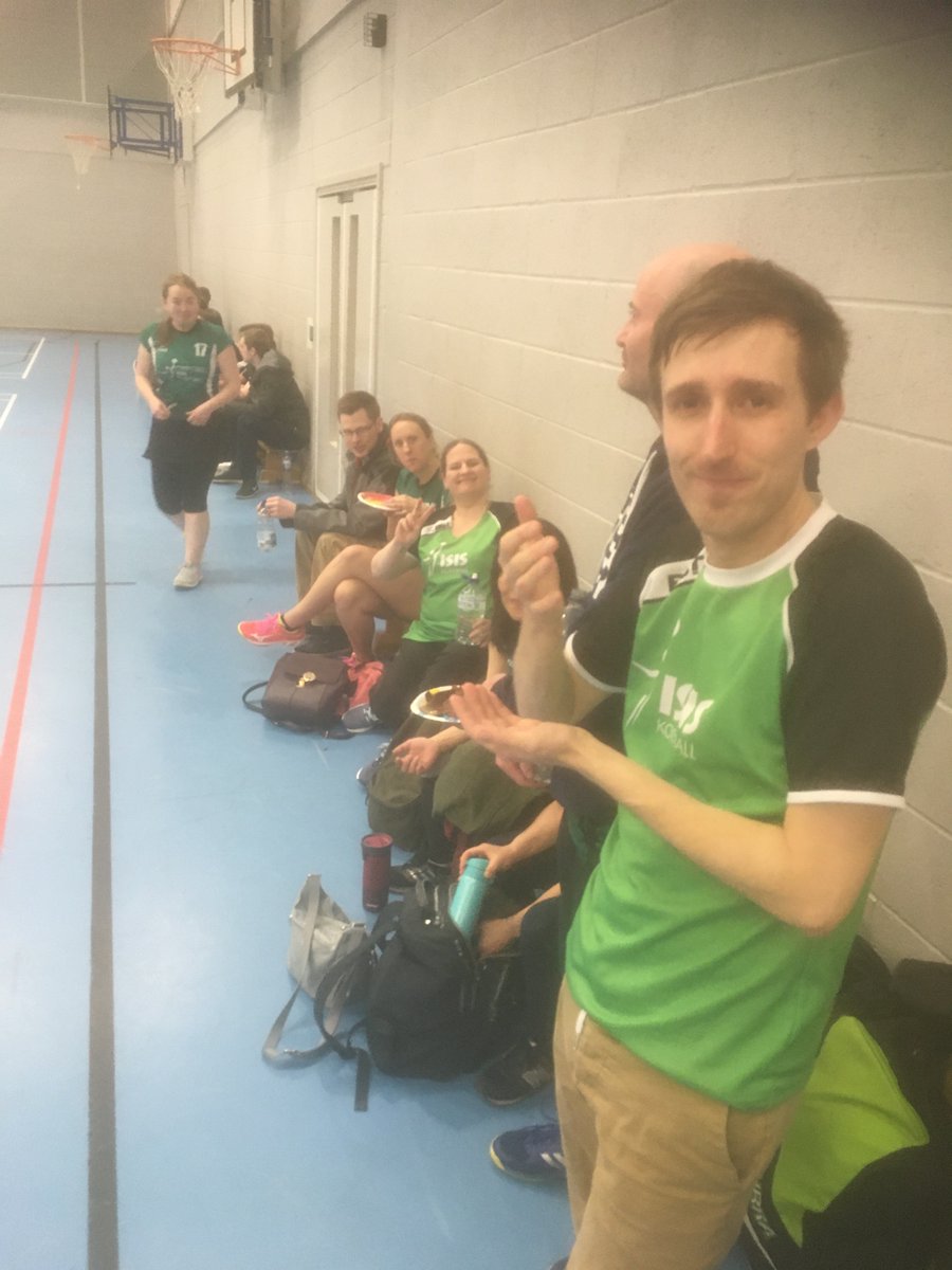 First team celebrating their first victory of the season 10-9 away <a href="/Spartanskorf/">Southampton Spartans</a> after braving Storm Dennis! #gogreens #korfball