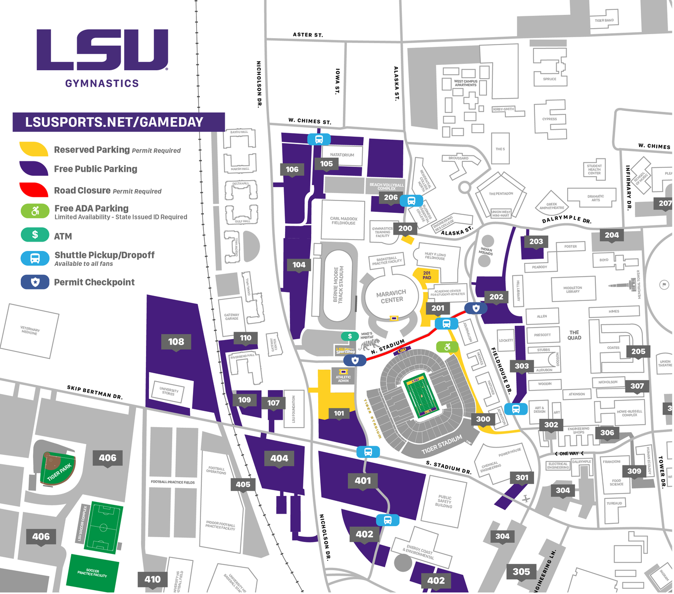Where is parking allowed for gymnastics meets? | Tiger Rant