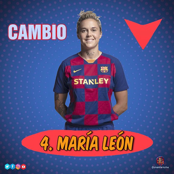 pinainformativa's tweet photo. ⏱ 46’| 2-0 | 1r CAMBIO EN EL @FCBfemeni:
◀️ @MapiLeon16 #Mapiembauer 🦁🛡
▶️ @Stefaniie92 #ElObelisco 🗼 https://t.co/pTJ0TaCSkV