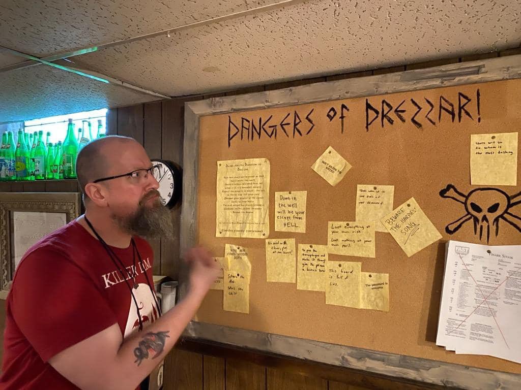 They also built the bar area into an inn where we prepped our characters and read the message board of those who came before. After 20 min of prep, it was time to head in. The clock began, a 3.5 hour countdown. We were the 8th-ish group, and only two had succeeded before