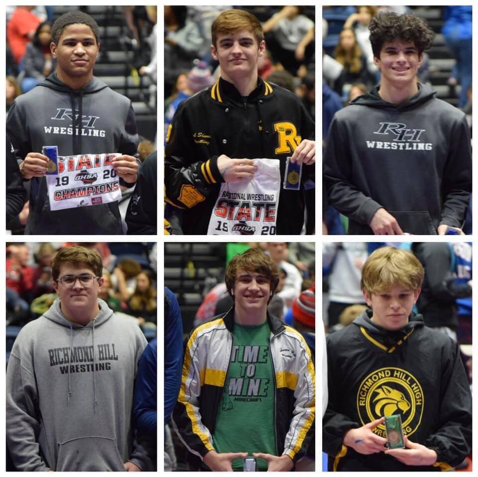 RichmondHill_HS's tweet photo. 🤼 Congrats! @RHHSWrestle takes 3rd at Traditional State. Individual Placers:
Jr. Joe Fusile (285) - 2nd
Sr. Jakeem Littles (195) - 1st
Jr. Tate Evans (182) - 3rd
Jr. Kamdyn Munro (152) - 1st
Sr. Rick Shores (132) - 1st
Fr. Nathan Furman (126) - 5th https://t.co/lIkKfIzfME