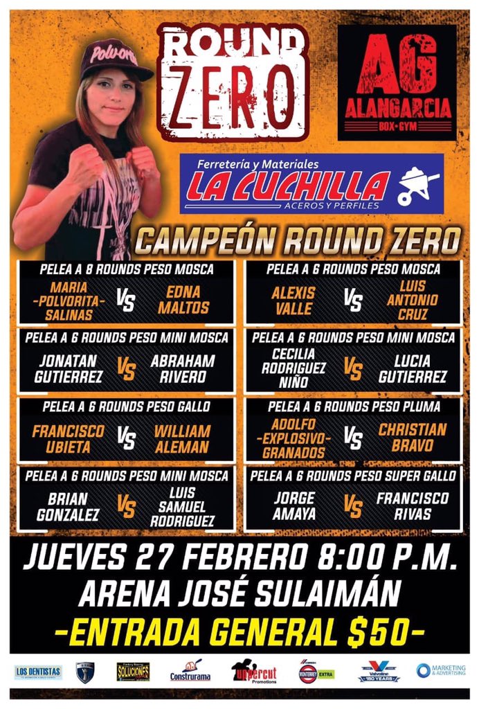 anita_uppercut's tweet image. Campeón Round Zero, 2nda fecha. ¿Ya tienes a tu favorito? Además, pólvora en el ring con la estelarista Mary “Polvorita” Salinas. ¡Los esperamos! #RoundZero
