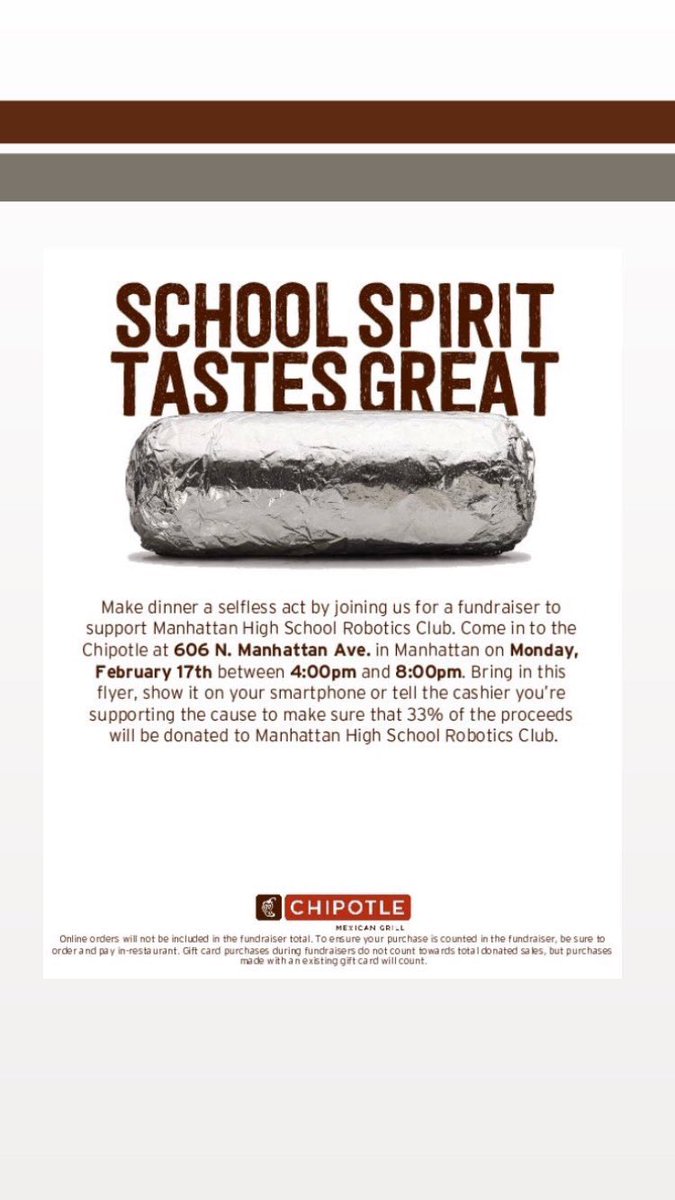 Mention MHS Robotics TOMORROW (Monday Feb 17) from 4-8 PM to support the Cyborg Indians!