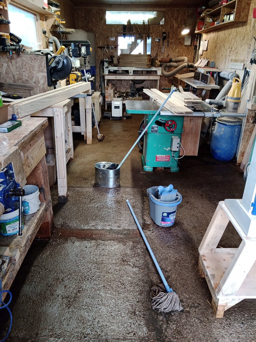 McGregorRobin's tweet photo. Clean up at Green Bug workshop during storm Dennis - halted whilst fighting to keep water out again for rest of day https://t.co/HiovSEhoXv
