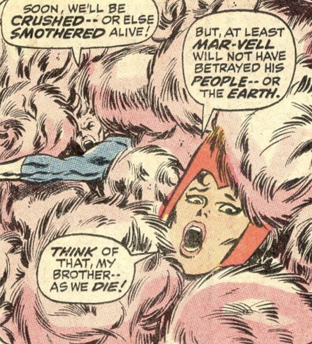 bestofwanda's tweet photo. “At least mar-vell will not have betrayed his people — or the earth. Think of that, my brother, as we die.”
— avengers (1963) #94 https://t.co/IIfQbFDHOa