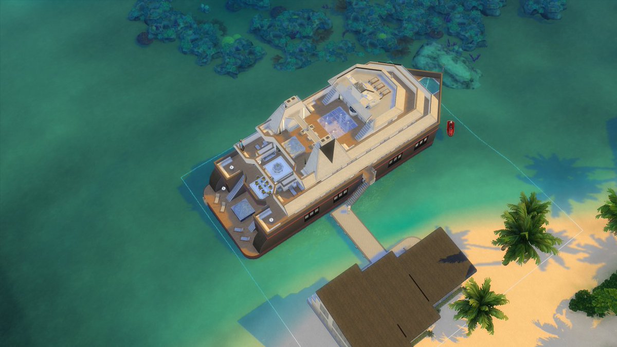 farawayNOOB's tweet photo. My another builds that's still pretty much WIP is the superyacht i called "SERENDIPITY" #TheSims4 #Sims4 #ShowUsYourBuilds https://t.co/gPQXupALWi