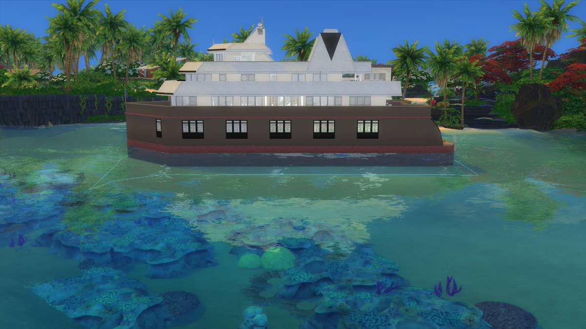 farawayNOOB's tweet photo. My another builds that's still pretty much WIP is the superyacht i called "SERENDIPITY" #TheSims4 #Sims4 #ShowUsYourBuilds https://t.co/gPQXupALWi