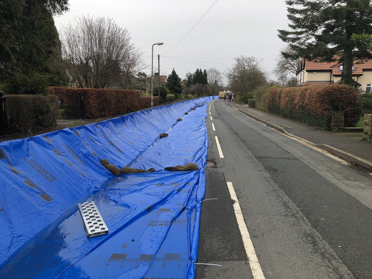 I have just had a call from the <a href="/EnvAgency/">Environment Agency</a> to say they are bringing a team in this evening to open up the temporary flood defence along Denton Rd at drive way entrances initially so that people can get to work tomorrow, before removing the wall altogether <a href="/IlkleyChat/">Ilkley Chat</a> #Ilkley