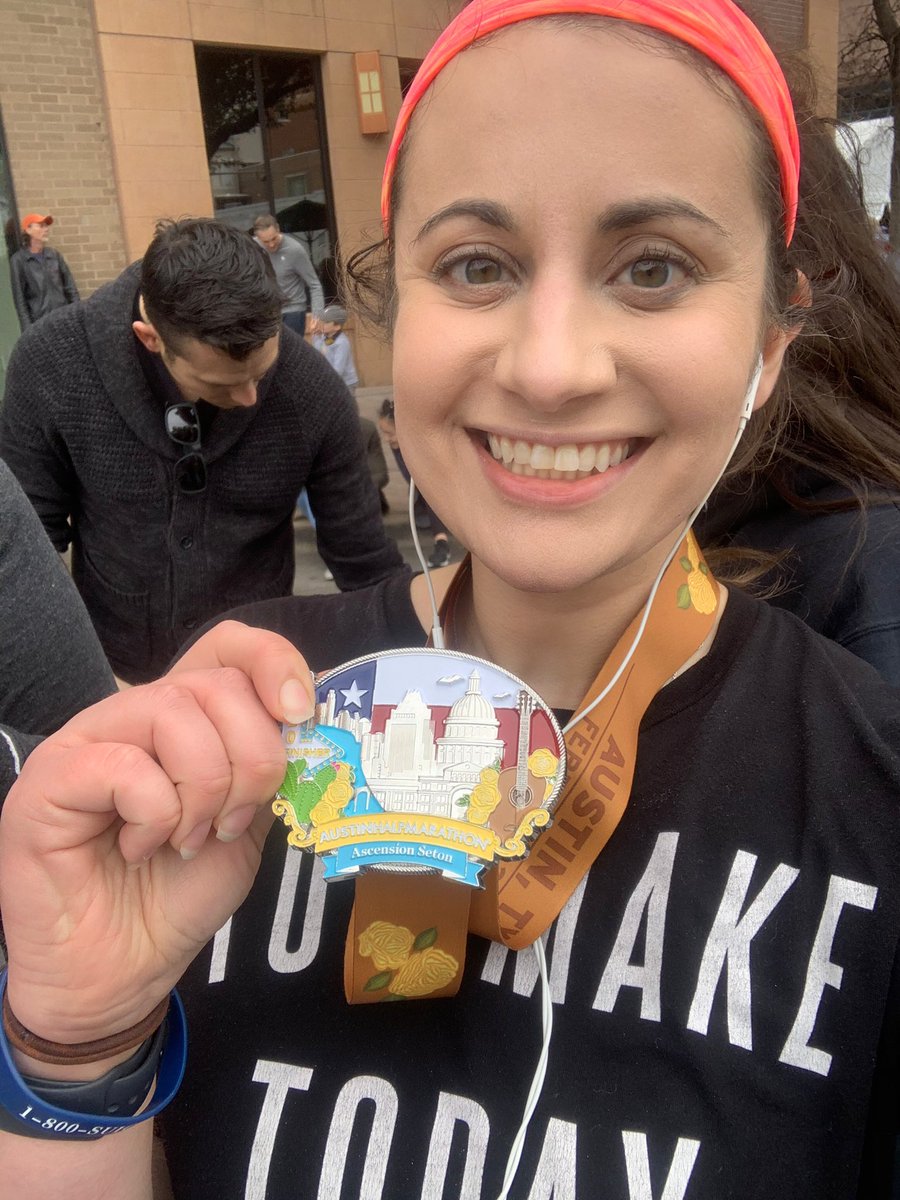 lcangelini's tweet photo. Thank you so much to the #SPNFamily for all your support! First half marathon and definitely not the last. 😁 love you all very much for how you’ve inspired me. ❤️❤️ #AKF #RunAustin2020 https://t.co/e2t297v2xD