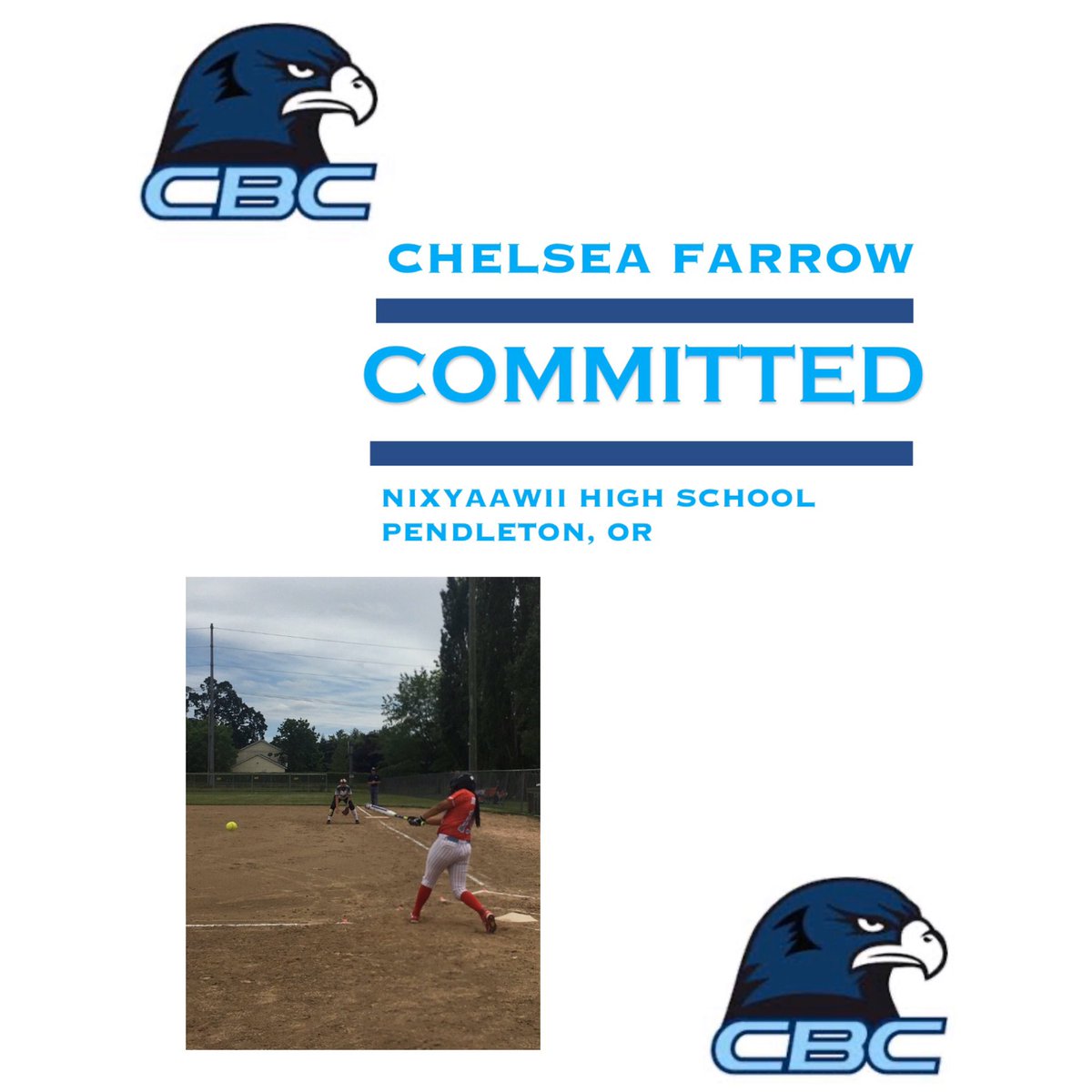 COMMITTED | help us welcome our newest hawk!                                           Chelsea Farrow will join the Hawk family in fall of 2020! Fun fact about Chelsea: she tripped over third base after hitting her first homerun! #GoHawks💙🦅